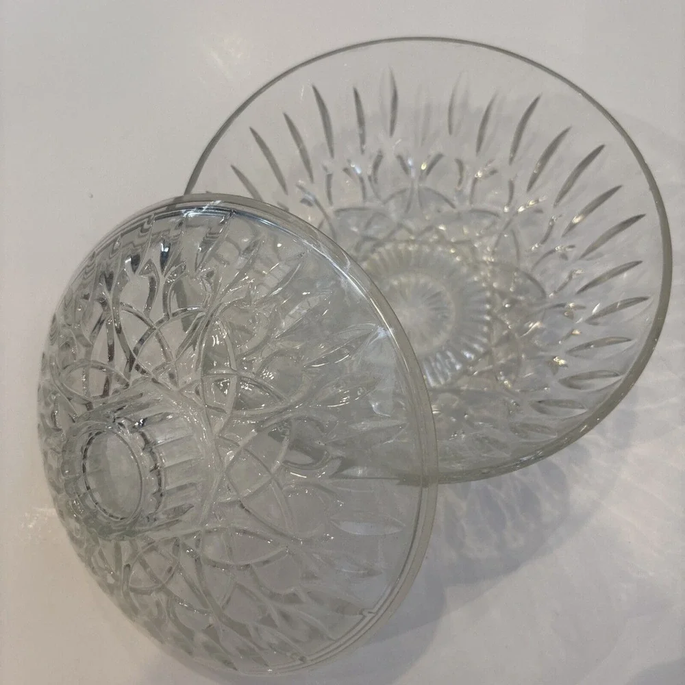 EUC Vintage Crystal Cut Glass Clear Candy Trinket Dish with Lid Pasari Indonesia